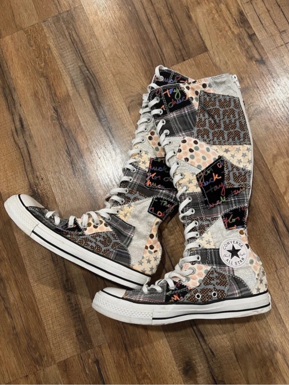 RARE Vintage Y2K Converse Chuck Taylor All Star XX-Hi Patchwork Knee-High Boots